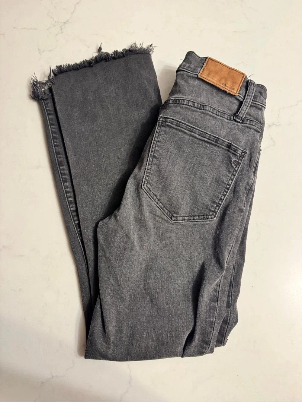 Madewell Gray Button Fly Distressed Raw Hem Jeans Size 25